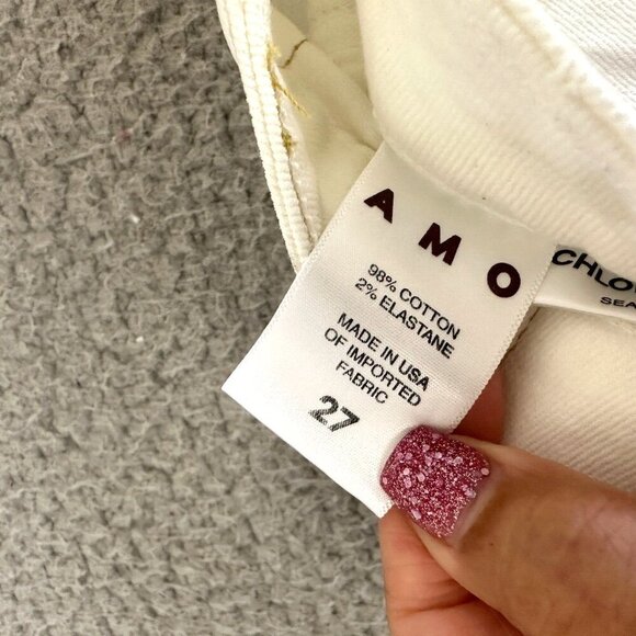 AMO Chloe Crop Jeans In‎ Sea Salt White Denim Organic Cotton - Picture 8 of 16
